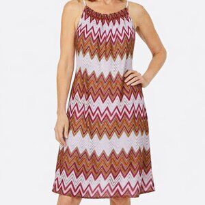 Tacera Dress Lace with Lining Chevron Design 3X Red White Gold
